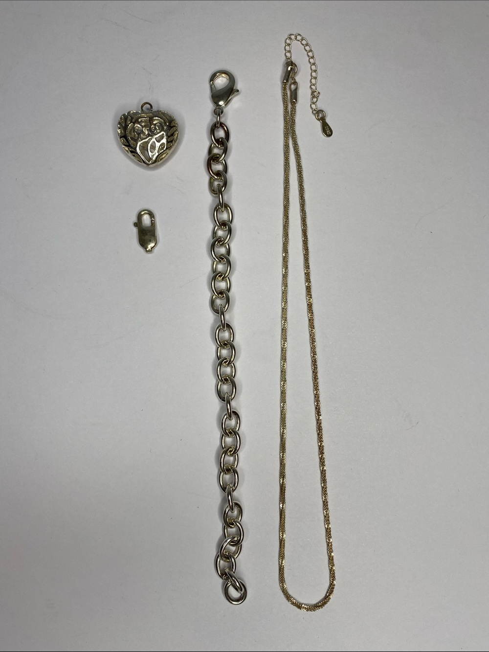 925 Necklace and link bracelet with extra clasp